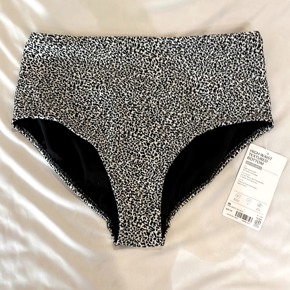 high waist textured swim bottom